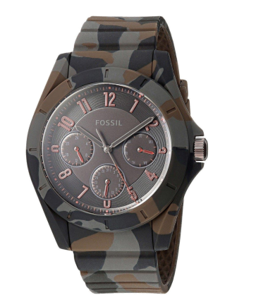 Uhrenarmband (Armband + Gehäuse-Kombination) Fossil FS5326 Silikon Braun